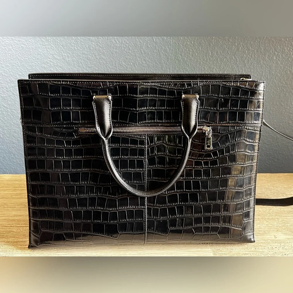 Bostanten Glora Crocodile-Embossed Laptop Bag